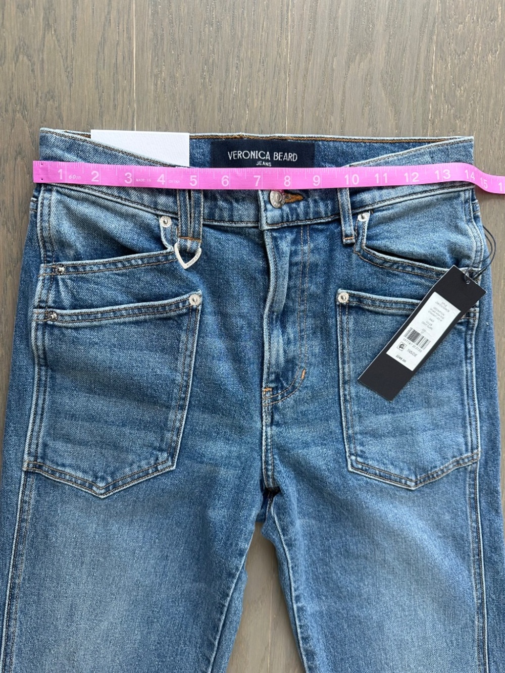 Veronica Beard DYLAN Patch Pocket Straight Leg Jeans Jean Orbit - With Tags - 27 - Picture 6 of 7